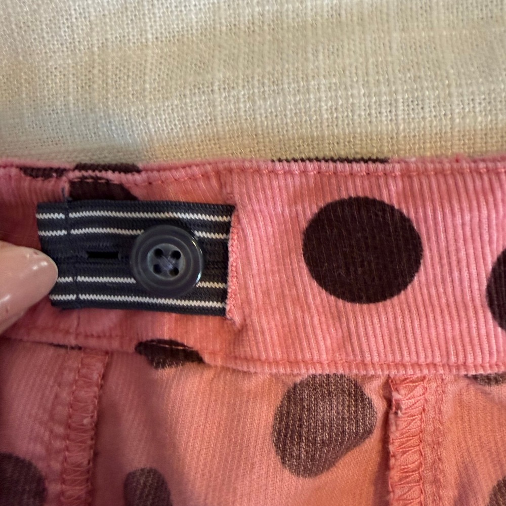 Mini Boden Girls Pink Brown Polka Dot Corduroy Skirt Raw Hem 4-5Y 32113 - Picture 3 of 4
